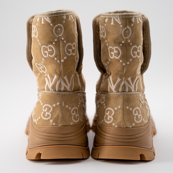 size 13G - Gucci Yankees Ankle Boots Beige GG NY MLB - Picture 3 of 14